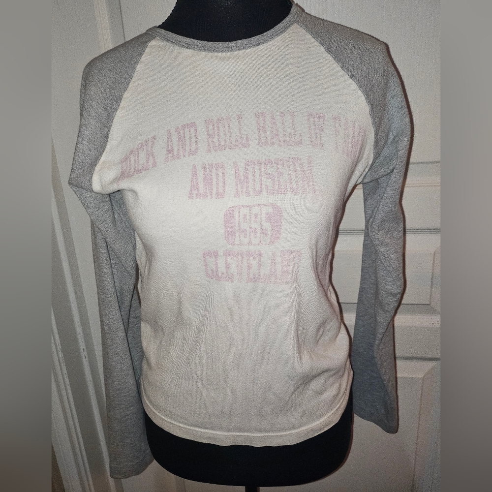 Vintage Rock And Roll Hall Of Fame Museum Long Sleeve Raglan Tee-- 100% Cotton